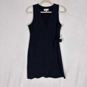 Madewell Texture & Thread Blue V Neck Sleeveless Faux Wrap Dress Size Small